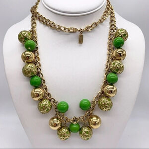 Kate Spade Keswick Green & Gold Balls Necklace